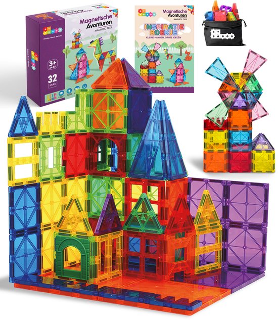 By Baboo® Magnetisch Bouwspeelgoed Constructie - Magnetic Tiles M Pakket - Magna Magnetische Tegels Educatief Montessori Mind Kinderspeelgoed - Speelgoed Cadeau Jongens Meisjes 3 Jaar, 4 jaar, 5 jaar, 6 jaar, 7 jaar, 8 jaar, 9 jaar, 10 jaar, 11 jaar van By Baboo