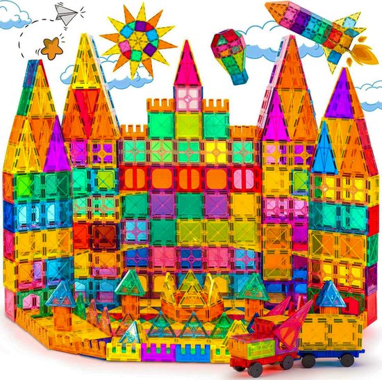 By Baboo - Magnetisch Speelgoed XL Pakket 100 stuks - Magnetic Tiles Magna - Bouwblokken - Constructie - Knutselen - Educatief Montessori Kinderspeelgoed vanaf 3 Jaar - Cadeau Jongens Meisjes - 4 jaar, 5 jaar, 6 jaar, 7 jaar, 8 jaar, 9 jaar, 10 jaar van By Baboo