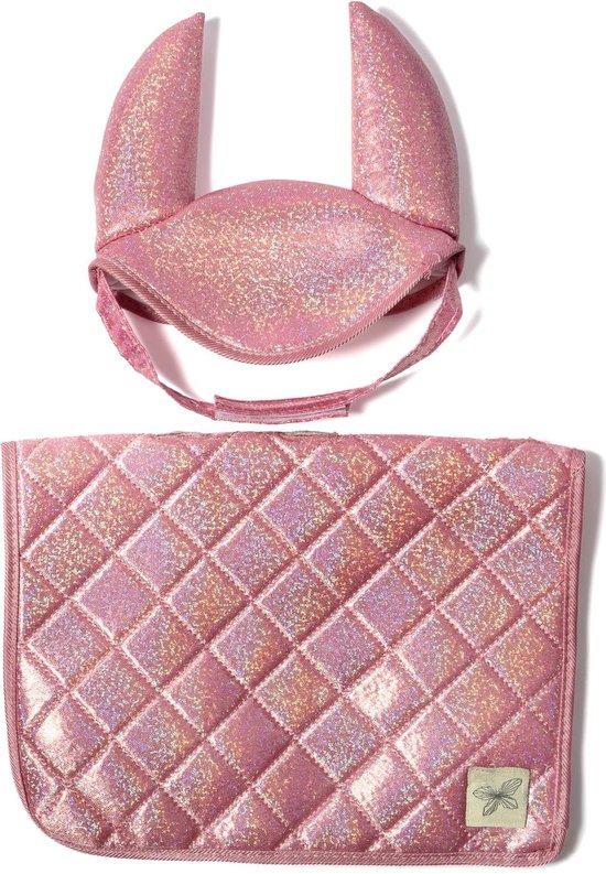 ByAstrup Stokpaard Zadeldekje en Muts Glitter Roze van byASTRUP