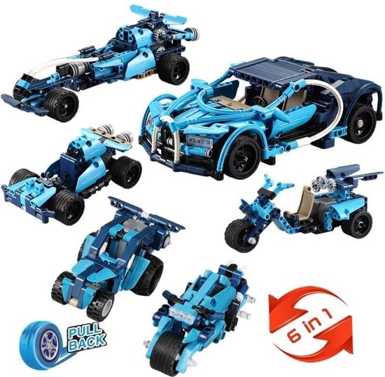 Cada bricks technische bouwdoos - Pull back auto 6 in 1 bouwpakket van CaDA