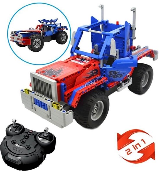 Cadabricks bestuurbare RC Vrachtwagen - Blauw (2in1) van CaDA