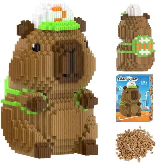 Capybara bouwstenen - Mini bouwblokken - Creatief bouwen - Gedetailleerd ontwerp - 3407 onderdelen - Bruin van Merkloos
