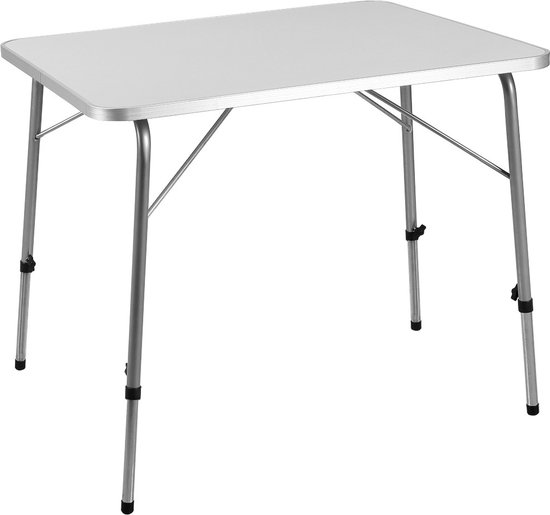 Casaria Campingtafel – Inklapbaar Verstelbaar 80 x 54 cm – Zilver Wit van Casaria