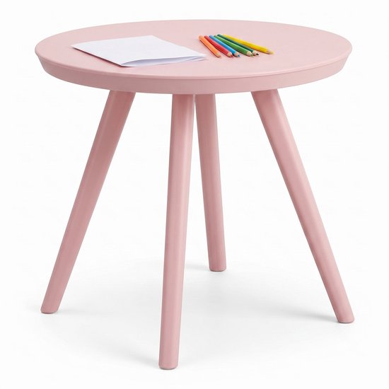 Cheqo® Kindertafel Rond Pastel Roze - Speeltafel voor Peuter en Kleuter - Kunststof Plastic Tafel - Knutseltafel - Tekentafel - Activiteitentafel - Speelhoek - Kinderkamer - Slaapkamer - Kindermeubel van Merkloos