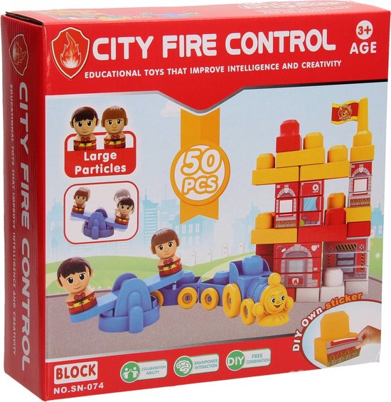 City Brandweer Bouwblokken Speelset, 50dlg. van Cobi