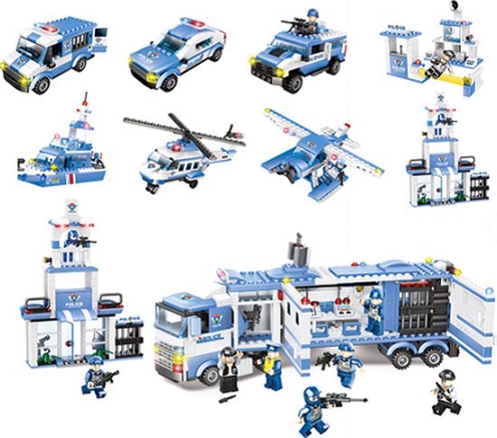 City Police - Politie - Actie - Bouwset - 8 in 1 set - Compatible met bekend merk - Giftbox van Teytoy