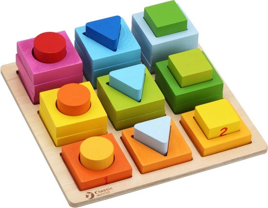 Classic World geometrische houten blokken - 28-delig van Classic World