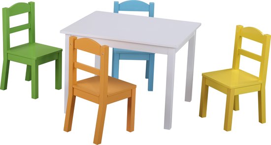 Classic World Tafel & 4 Stoelen - Hout van Merkloos