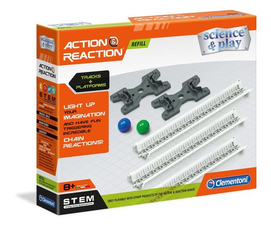 Clementoni - Actie & Reactie - Circuit + Platformen, uitbreidingsset - constructiespeelgoed, knikkerbaan, bouwset voor kinderen van Clementoni