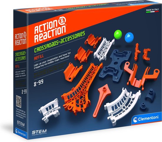 Clementoni - Actie & Reactie - Track& Platform+ Junctions, uitbreidingsset - constructiespeelgoed, knikkerbaan, bouwset voor kinderen van Clementoni