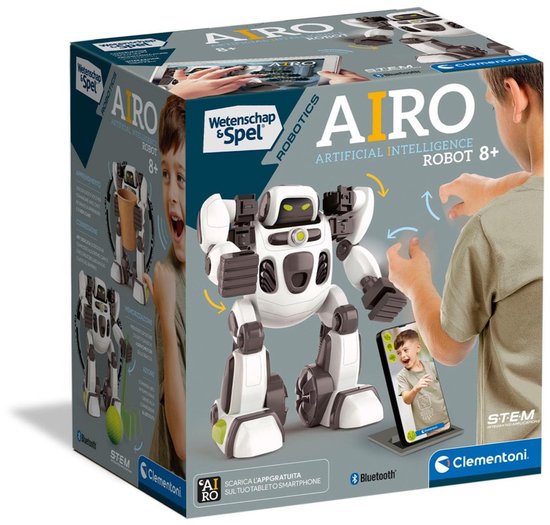 Clementoni - Interactieve robot - AIRO - AI gedreven robot - STEM speelgoed - Gebaren aanleren - Bluetooth en app functie - Speelgoed van het Jaar 2024 - Vanaf 9 jaar van Clementoni