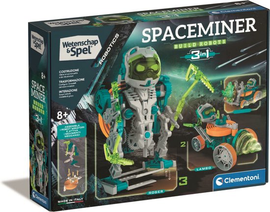 Clementoni Wetenschap en Spel - Space Miner - 3-in-1 Robot - Bouwset voor Kinderen - Robot Bouwen - 3 Verschillende Modellen - Constructiespeelgoed - Robotica Ontdekken - Vanaf 8 jaar van Merkloos