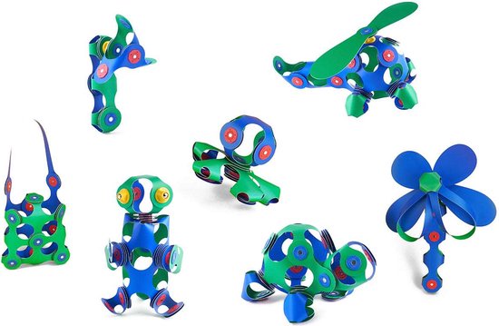 Clixo Crew 30 stuks set (blauw/groen)- flexibel magnetisch speelgoed– combinatie van origami en bouwspeelgoed-montessori speelgoed- educatief speelgoed- speelgoed 4,5,6,7,8 jaar jongens en meisjes van Clixo