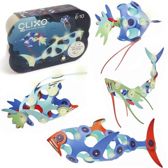 Clixo | Ocean Creatures | Set van 24 van Merkloos
