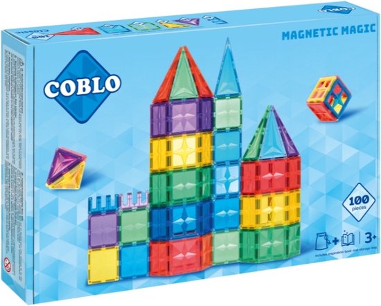 Coblo Classic 100 stuks - Magnetisch speelgoed - Montessori speelgoed - Magnetische Bouwstenen - Magnetische tegels - Magnetic tiles - Cadeau kind - Speelgoed 3 jaar t/m 12 jaar - Magnetisch speelgoed bouwblokken van Coblo