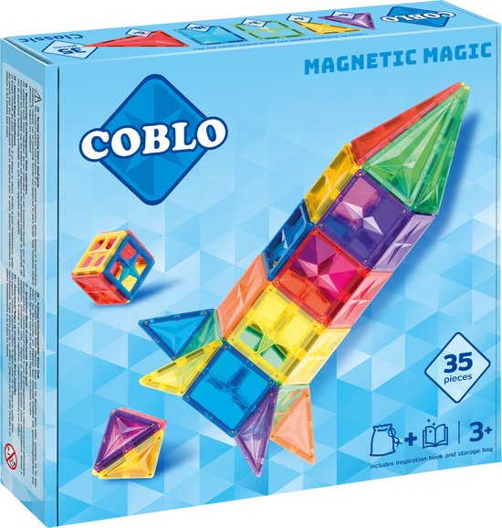 Coblo Classic 35 stuks - Magnetisch speelgoed - Montessori speelgoed - Magnetische Bouwstenen - Magnetic tiles - STEM speelgoed - Cadeau kind - Speelgoed 3 jaar t/m 12 jaar - Magnetisch speelgoed bouwblokken van Coblo