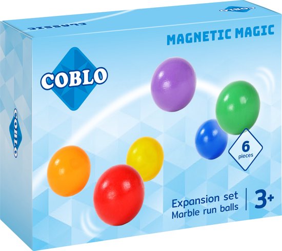 Coblo Classic Knikkerbaan balletjes 6 stuks - Magnetisch speelgoed - Montessori speelgoed - STEM speelgoed - Cadeau kind - Speelgoed 3 jaar t/m 12 jaar van Coblo