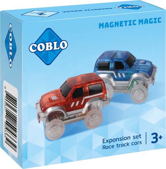 Coblo Racebaan Uitbreiding - 2 losse auto's - enkel te gebruiken in combinatie met de Coblo racebaan van Coblo