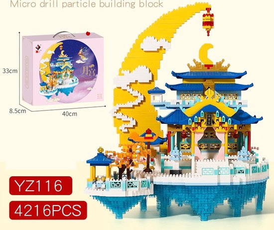 Compatibel met Legostenen/Moon Palace, 3D-modelbouwpakket, mythologische architectuur, speelgoed, cadeaus voor kinderen en volwassenen, kasteel, bouwstenen van kleine deeltjes, puzzelcadeaus (4216 stukjes) van Merkloos