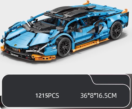 Compatibel met Legostenen/Supercar-bouwset, automodelbouwspeelgoed op schaal 1:14, racewagen /verjaardags- en vakantiecadeaus Blauw(1215 stuks) van Mould King