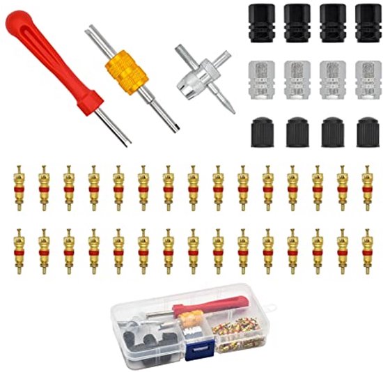 Complete Set voor Bandenventielvervanging en Reparatie - 45 Stuks Bandenventieltools van Merkloos