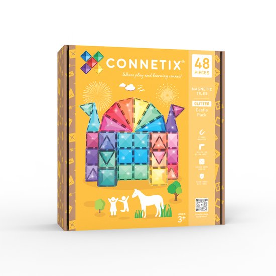 CONNETIX - Magnetisch Tegels - Glitter Kasteel Set, 48 Stuks van Connetix