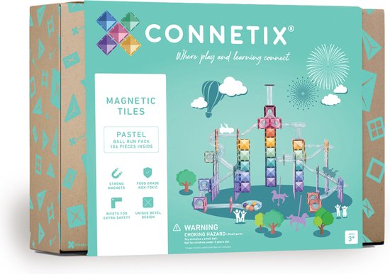 CONNETIX - Magnetisch Tegels - Pastel Ball Run Pakket - 106 Stuks van Connetix