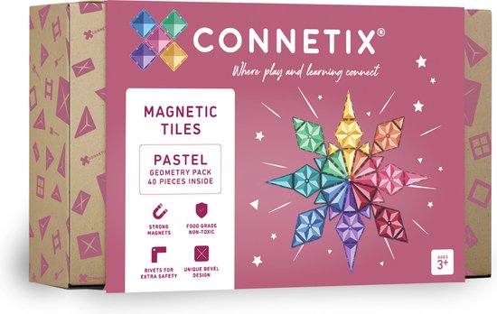 CONNETIX - Magnetisch Tegels - Pastel Geometrie Pakket - 40 Stuks van Connetix