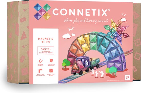 CONNETIX - Magnetisch Tegels - Pastel Mega-Pakket - 202 Stuks van Connetix