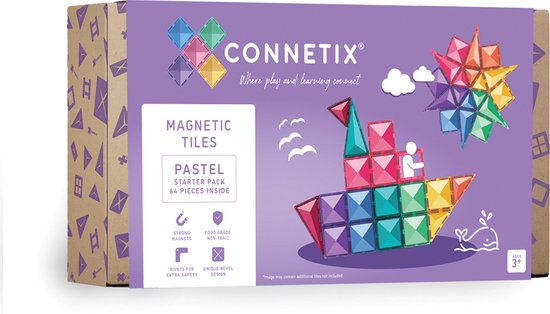 CONNETIX - Magnetisch Tegels - Pastel Startpakket - 64 Stuks van Connetix