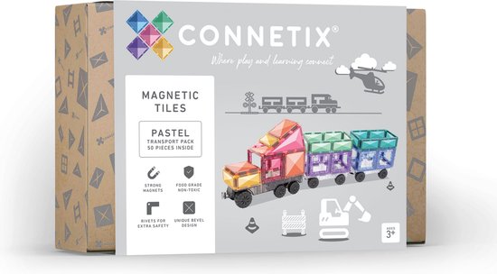 CONNETIX - Magnetisch Tegels - Pastel Transportverpakking - 50 Stuks van Connetix