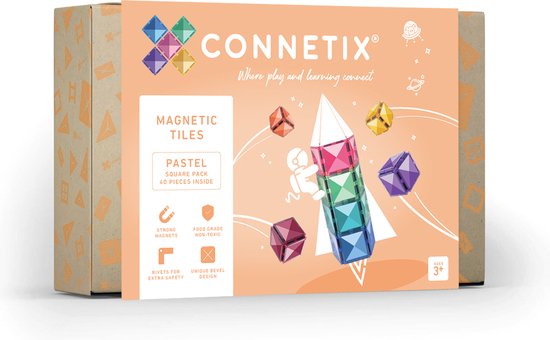 CONNETIX - Magnetisch Tegels - Pastel Vierkante Verpakking - 40 Stuks van Connetix