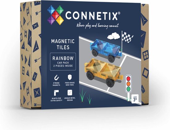CONNETIX - Magnetisch Tegels - Regenboog Autopakket - 2 Stuks van Connetix