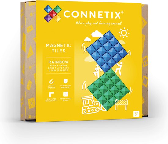CONNETIX - Magnetisch Tegels - Regenboog Basisplaat Pakket - 2 Stuks van Connetix