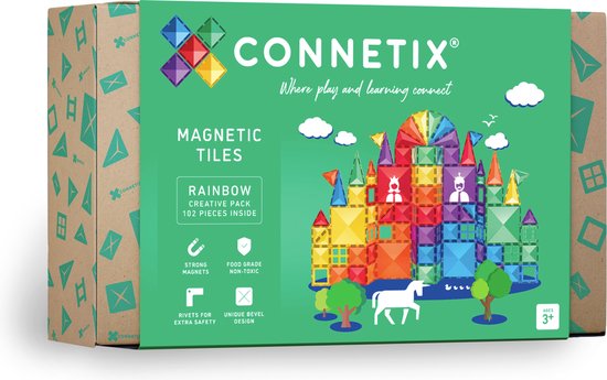 CONNETIX - Magnetisch Tegels - Regenboog Creatief Pakket - 102 Stuks van Connetix