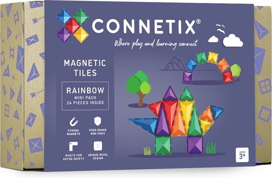 CONNETIX - Magnetisch Tegels - Regenboog Miniverpakking - 24 Stuks van Connetix