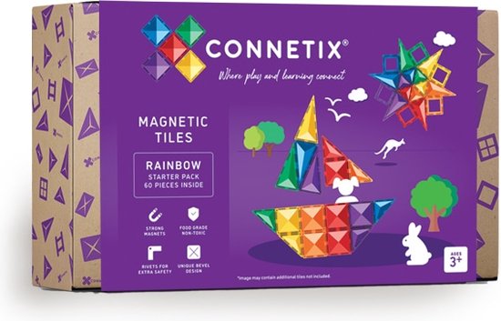 CONNETIX - Magnetisch Tegels - Regenboog Startpakket - 60 Stuks van Connetix