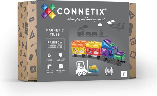 CONNETIX - Magnetisch Tegels - Regenboog Transportverpakking - 50 Stuks van Connetix