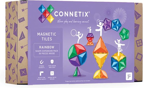 CONNETIX - Magnetisch Tegels - Regenboog Vorm Uitbreidingspakket - 36 Stuks van Connetix