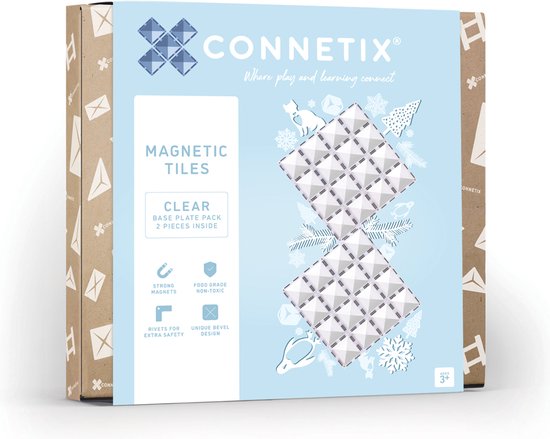 CONNETIX - Magnetisch Tegels - Transparante Basisplaat Pakket - 2 Stuks van Connetix