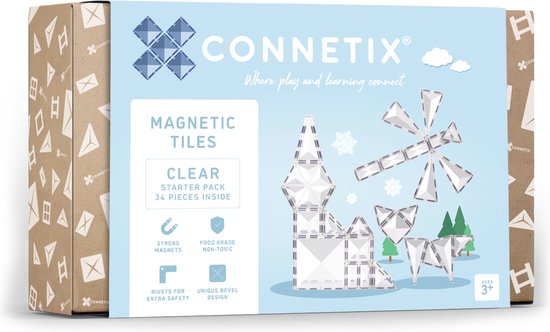 CONNETIX - Magnetisch Tegels - Transparante Startpakket - 34 Stuks van Connetix