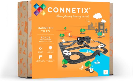 CONNETIX - Magnetisch Tegels - Wegen Creatief Pakket - 48 Stuks van Connetix