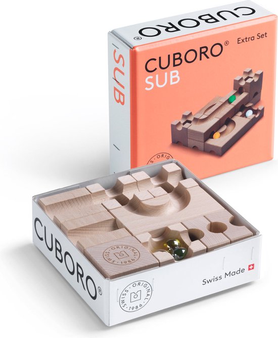Cuboro knikkerbaan uitbreidingsset Sub; 12 blokken, 3 knikkers van Merkloos