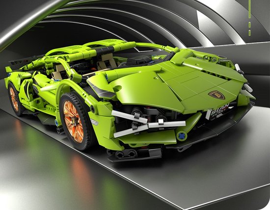 Cyberpunk Lam - Auto - Bouwstenen auto - Elektronisch bouwstenen auto - DIY toy - Modelspeelgoed - Cadeau - Unisex - High tech auto model - Sportwagen - Automodelbouwset - Legos van Cyberpunk Lam