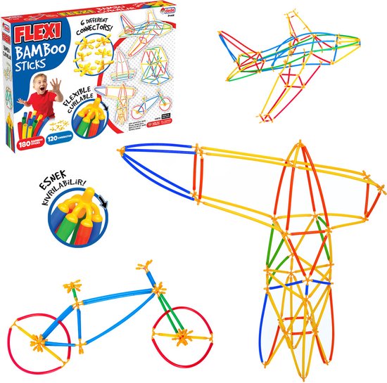 DEDE- Bamboe Rietjes- Bouwset- Constructiespeelgoed- Montessori speelgoed - FLEXI BAMBOO STICKS 300 Stuks van DEDE