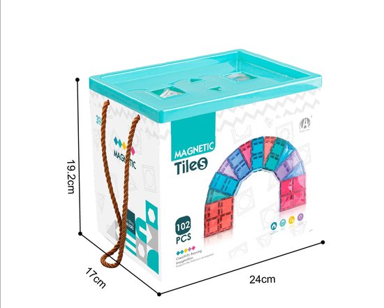 Diamant Magnetisch Speelgoed - Magnetic Tiles - 102 stuks -Delig Constructiespeelgoed - Magnetische Bouwstenen - Magnetische Tegels - Magnetic toys - Duurzaam Speelgoed van Diamant