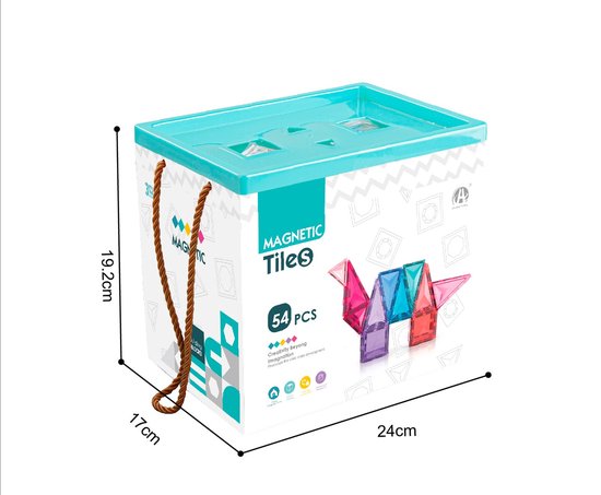 Diamant Magnetisch Speelgoed - Magnetic Tiles - 54 stuks -Delig Constructiespeelgoed - Magnetische Bouwstenen - Magnetische Tegels - Magnetic toys - Duurzaam Speelgoed van Diamant