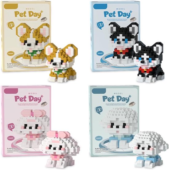 Dieren Bouwstenen - Mini Blokjes Set - Creatief Spelen - 4 Delige Set - 220 Gram van Merkloos