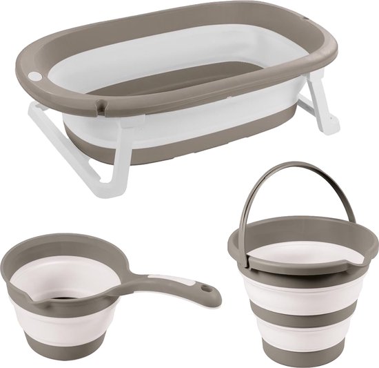 Dolu Steengrijs 3-delige Opvouwbare Badset 7273 van DOLU