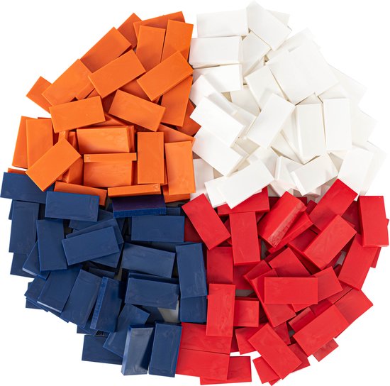 Domino stenen Don Domino Holland kleurenmix (200 steentjes) + opbergemmer van Goki